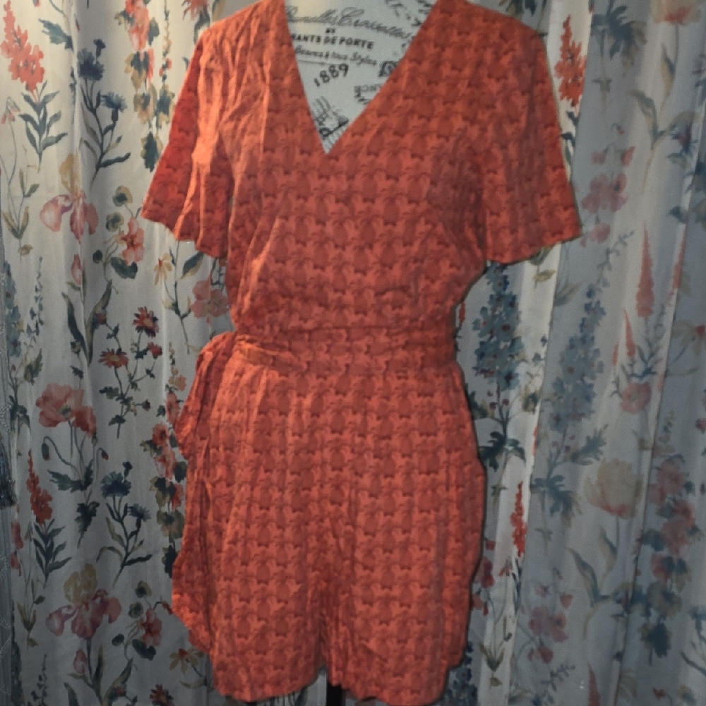 GAP Textured Rust Orange Short Sleeve Romper